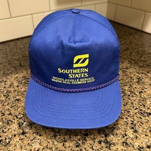 Vtg Southern States Nicholasville Ky CAMEO Rope Hat Blue Snapback